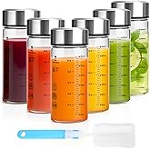 Luxfuel 12 oz Glass Juice Bottles with Lids - 6 Pack Wide Mouth Borosilicate Glass Water Bottles with Stainless Steel Lids for Juicing, Smoothies, Infused Water, Milk, Leakproof & Reusable, BPA-Free