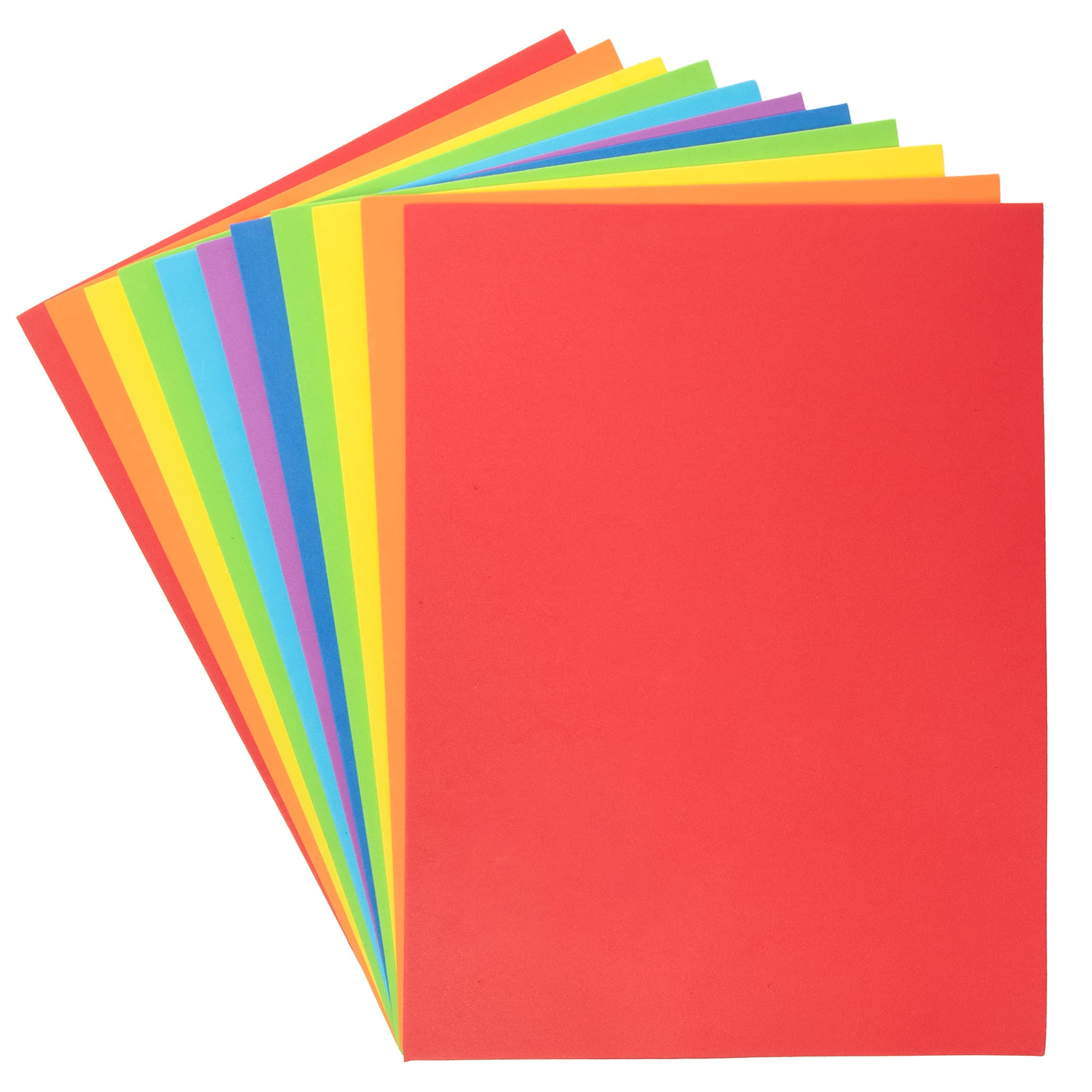 Baker Ross AX949 Rainbow Coloured Foam Sheets - Pack of 20, Coloured Art Supplies for Kids Craft Making Activities