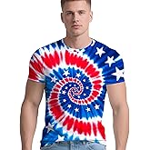 RPWZRCB Men's Retro Tie Dye T Shirts 70s 80s 90s Washable Short Sleeve Hippie Clothes Vintage Tees for Casual Wear Size:S-3XL