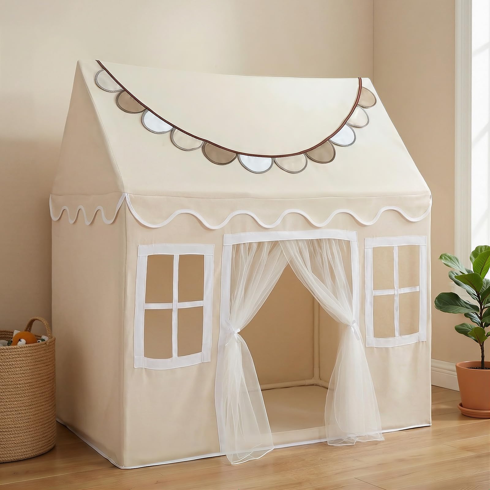 Wilwolfer Kids Play Tent Indoor: Princess Tent with Cloth Banners - Large Toddlers Playhouse for Girls & Boys - Girls Tent Kids Toys House Birthday Gift