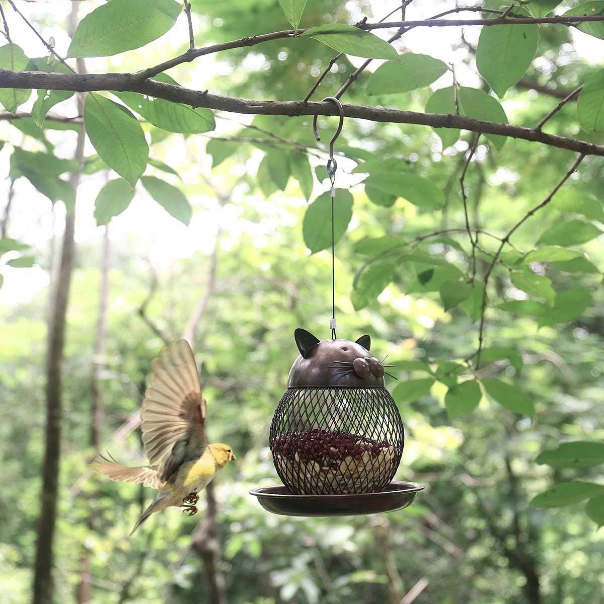 Amazon Galapara バードフィーダー 猫の形の鳥の送り装置猫の形のヴィンテージ手作りの屋外装飾ヴィラの庭の装飾 野鳥 用 給餌器 餌台 吊下げ Galapara 餌入れ 通販