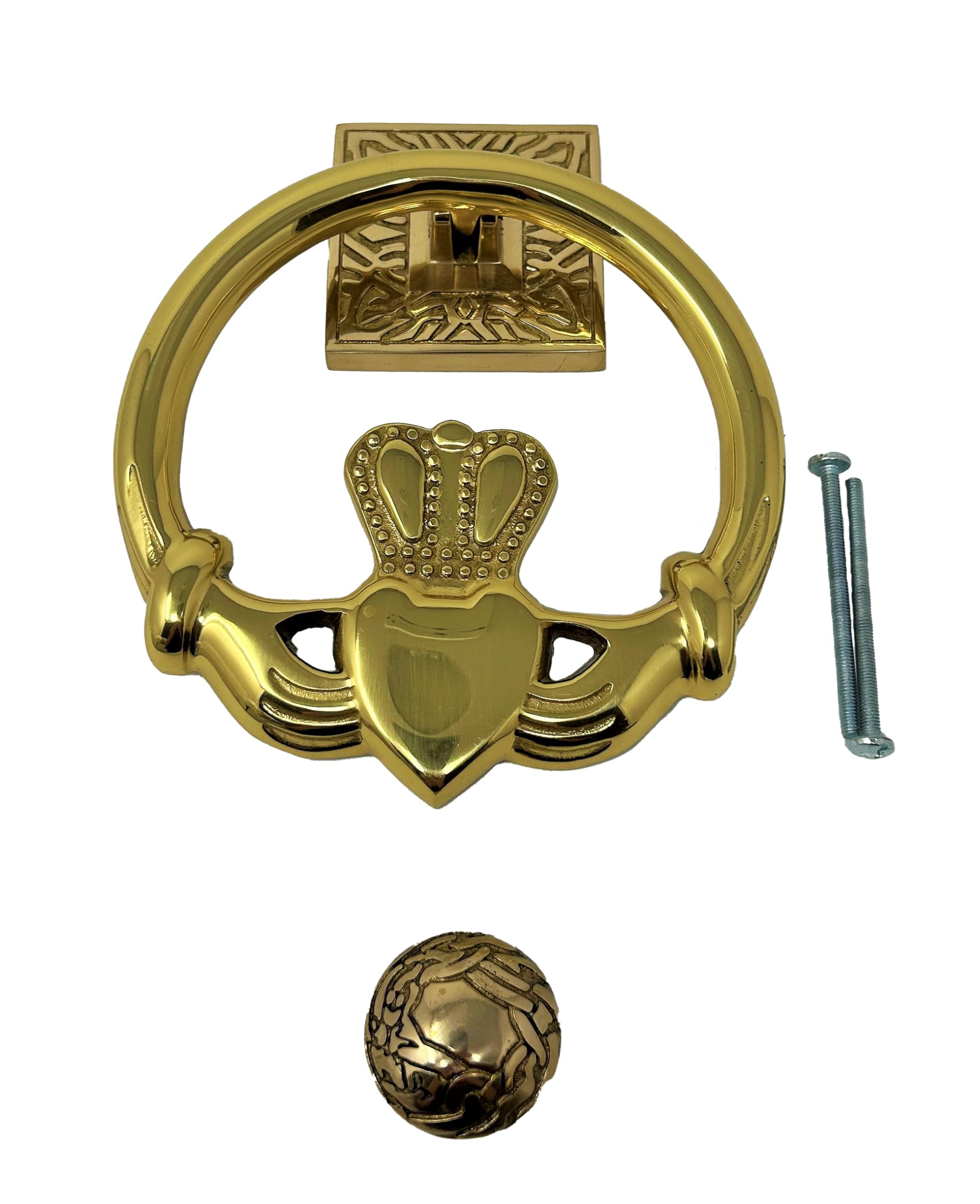 Claddagh Circular Door Knocker for Front Door - Antique Cooper|Polished Brass |Satin Nickel Knocker Ireland Home Décor 5.5''x 5.5"