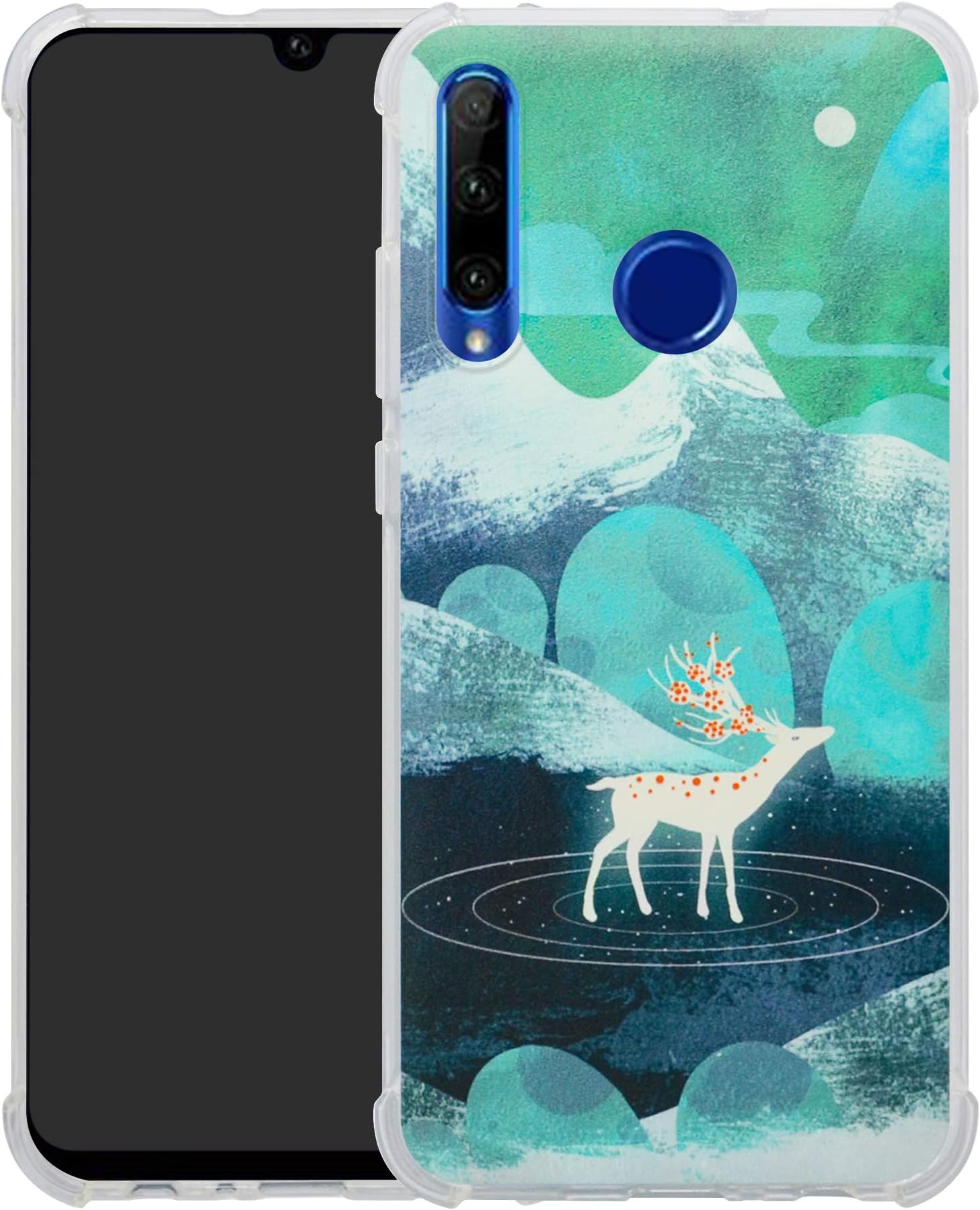 HHDY Compatible with Huawei Honor 10i Case,[Ultra Lightweight] Reinforced [4-Corners Bumper] Flexible TPU [Pattern Design] Cover for Huawei Honor 20 Lite/Honor 10i / Honor 20i,Green Sika Deer
