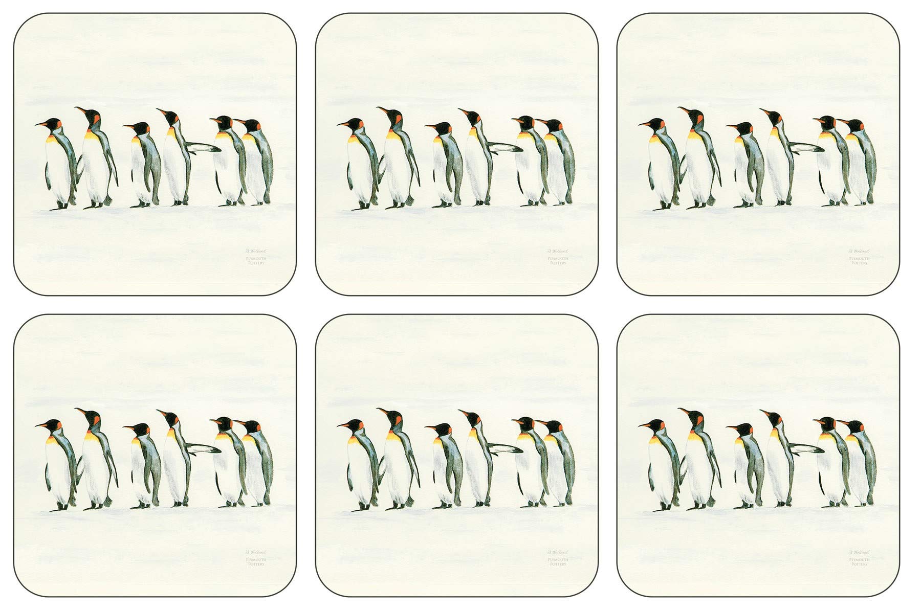 Plymouth Pottery - Penguin Parade Coasters - Set of 6