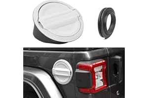 JeCar JL Fuel Filler Cover Gas Cap Aluminum Alloy Gas Tank Door Exterior Accessories Compatible with Jeep Wrangler 2018-2024 JL JLU, White