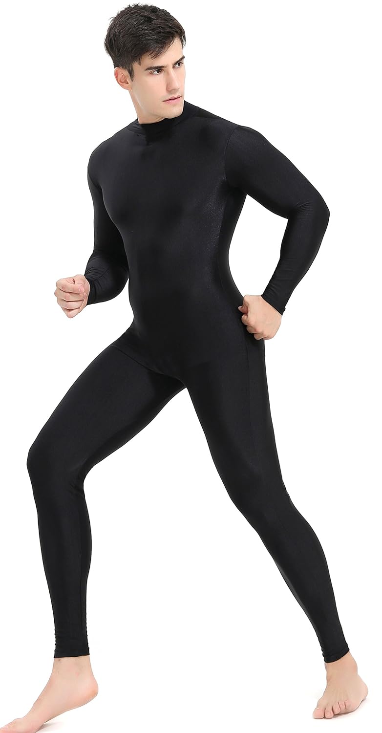 Speerise Mens Turtleneck Spandex Long Sleeve Unitard Bodysuit Dancewear