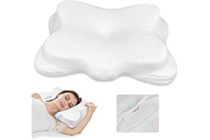 FCCABIN Cervical Pillows for Neck Shoulder Pain Relief, Odorless Memory Foam Pillow for Sleeping,Ergonomic Orthopedic Contour Neck Support Bed Pillow for Side Back Stomach Sleeper with Breathable Pillowcase