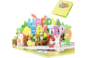 Della Stella Easter Pop Up Card, 3D Greeting Cards,Easter Bunny Card with Envelopes, Pop Up Greeting Cards for Kids, Family