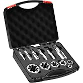 NPT Tap and Die Set &ndash; 1/8" to 1" Pipe Threading Tool Kit, GCr15 Alloy Steel Taper Tap and Hex Die Set with Storage Case for NPT Thread Repair and Cutting