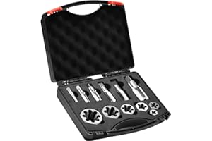 KAIMEX NPT Tap and Die Set – 1/8" to 1" Pipe Threading Tool Kit, GCr15 Alloy Steel Taper Tap and Hex Die Set with Storage Case for NPT Thread Repair and Cutting