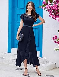 BeryLove Prom Dresses for Women Wedding Guest Ruffe