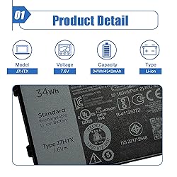 34Wh J7HTX 7XNTR Laptop Battery Replacement for