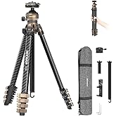 NEEWER LITETRIP Carbon Fiber Travel Tripod with Pan Tilt Low Profile Ball Head,62.4" Arca Type DSLR Camera Phone Holder Stand Compatible with PD V3 Plates iPhone, 2 Center Columns,Max Load 22 lb, LT39