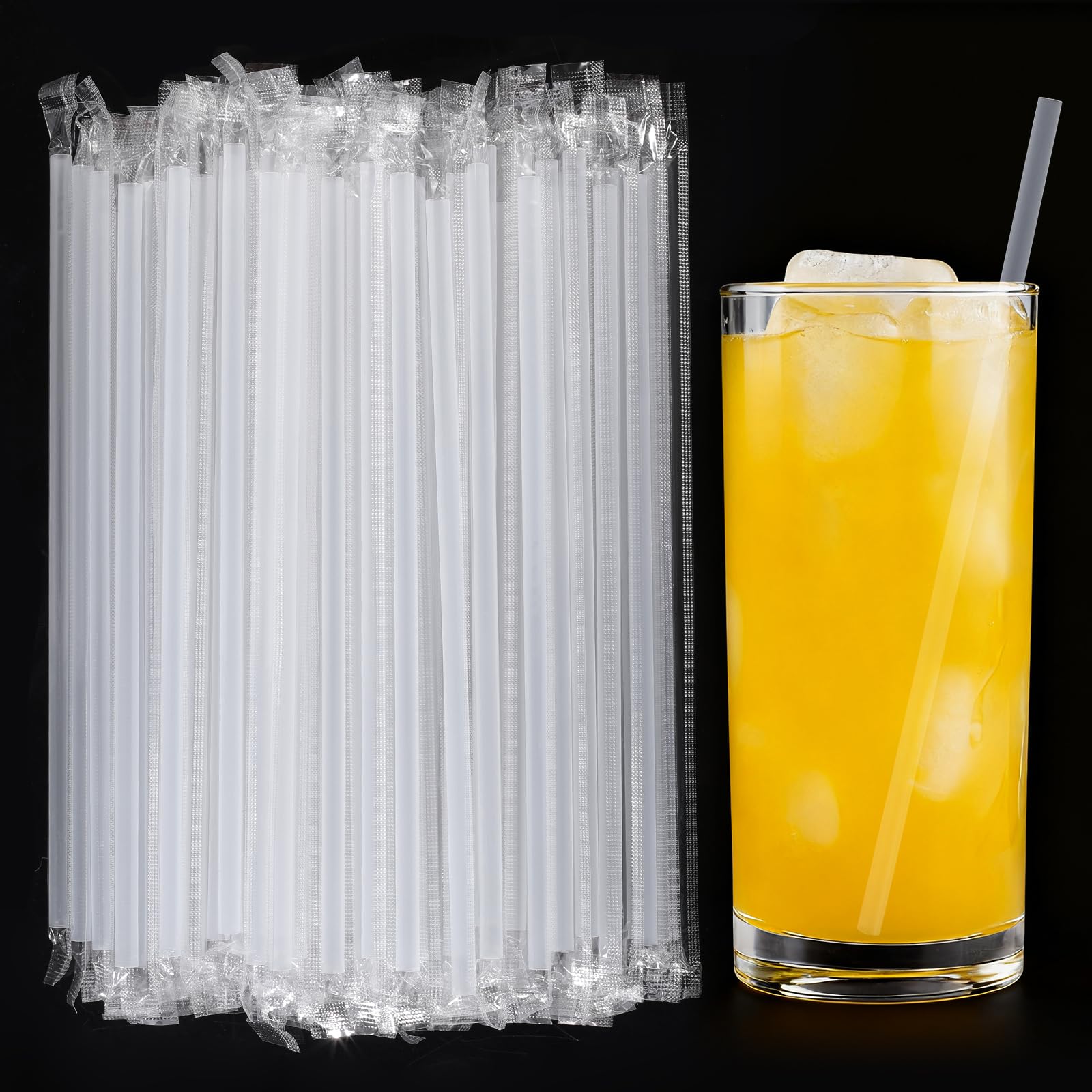 Photo 1 of [Individually Wrapped] 100Pcs Disposable Plastic Straws - 8.26 Inches Long 0.24 inch Clear Drinking Straws for Hot/Cold Drinks,Juice,Coffee,Cocktail