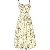 Scarlet Darkness Summer Dresses for Women 2026 Floral Corset Dress Long Milkmaid Dress with Pocket