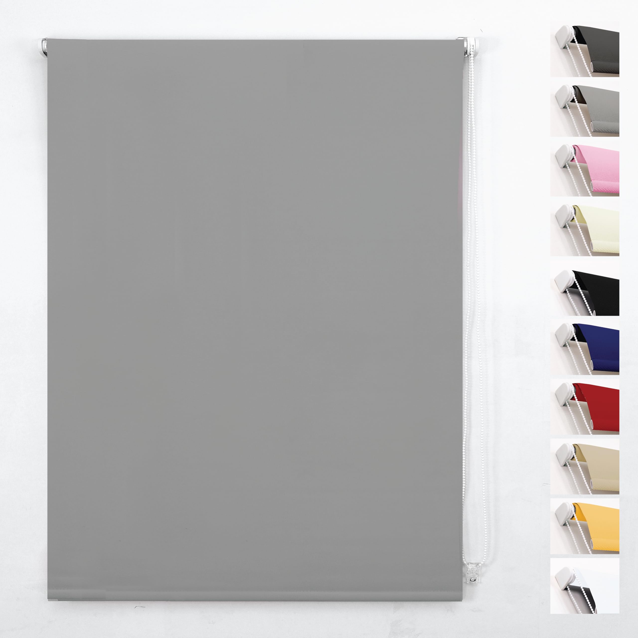 Funky Gadgets Roller Blinds Thermal Blackout Roller Blind, Easy Fit Child Safe Trimmable UV Protection Home Office Window Blinds, Grey Blind (60cm Wide X 165cm Drop) — image 1