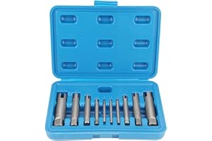 10Pcs Tap Extractor Set 4 Flute Broken Screw Bolt Remover Tool for Removing Stripped Rusted Corroded Taps High Speed Steel Co