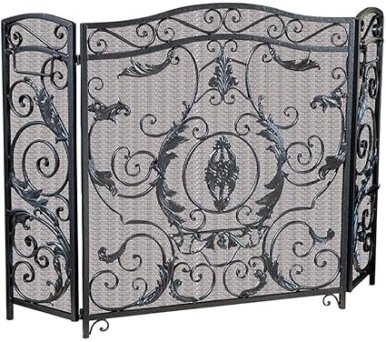 J-Pantalla Chimenea 3 Grupo Hierro Forjado Chimenea De Pantalla, Al