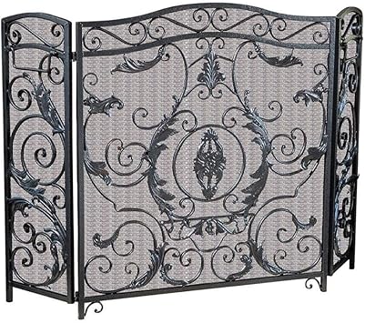 J-Pantalla Chimenea 3 Grupo Hierro Forjado Chimenea De Pantalla, Al