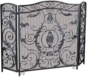 J-Pantalla Chimenea 3 Grupo Hierro Forjado Chimenea De Pantalla, Al