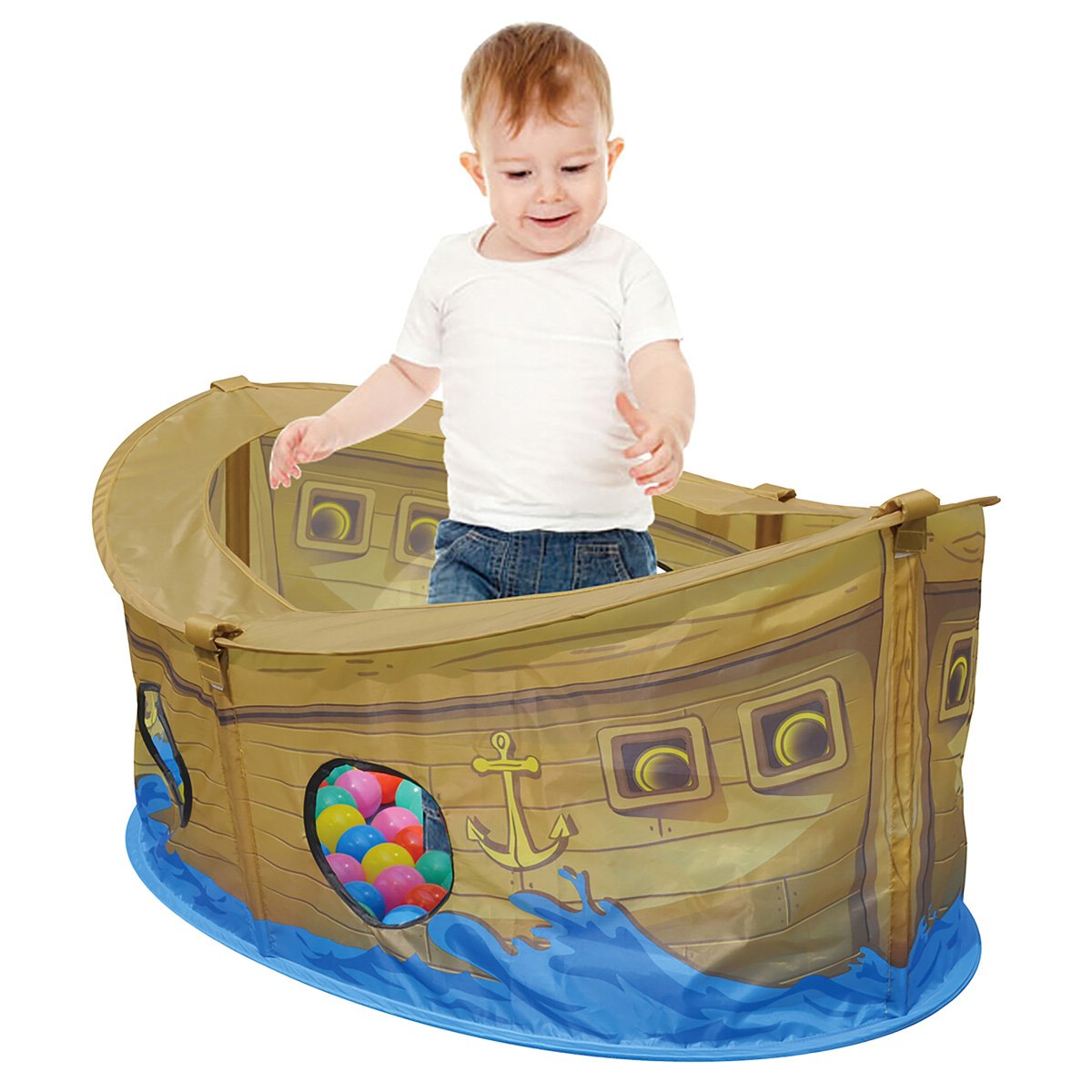 Charles Bentley Children's Pirate Boat Ball Pit Play Tent With 50 Multi