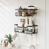HapiRm Storage Shower Shelves Caddy with 11 Hooks 304 Stainless Black view 8