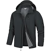 CTFASHION Men's Soft Shell Jacket Waterproof Military Tactical Coat Winter Fleece Lined Rain Jacket with Detachable Hood