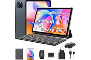 Tablet, 2026 Android 16 Tablets, 11 Inch Tablet FHD Display, 18GB RAM 128GB ROM /2TB TF, Daul Speaker & Cameras, 8000mAh, Wid