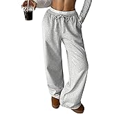 QJQ Girls Wide Leg Elastic High Waisted Pants Baggy Track Pants Sweatpants Trousers Casual Streetwear Ages 8-12