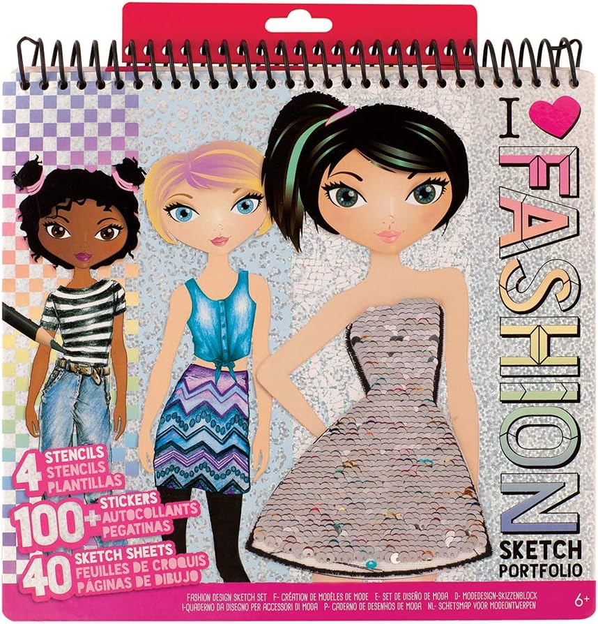 Fashion Angels Fashion Design Sketch Portfolio (11451) Full Size Sketch Book, Fashion Coloring for Kids,Brown/A: Toys & Games