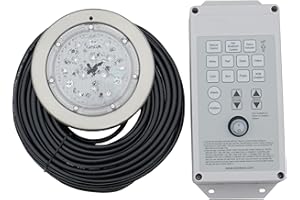 VOSWITCH Poolexa SS0650X 6 inch Small LED Color Inground Pool/Spa Light for Wet Niche with 50 Foot Cord (Controller Included)