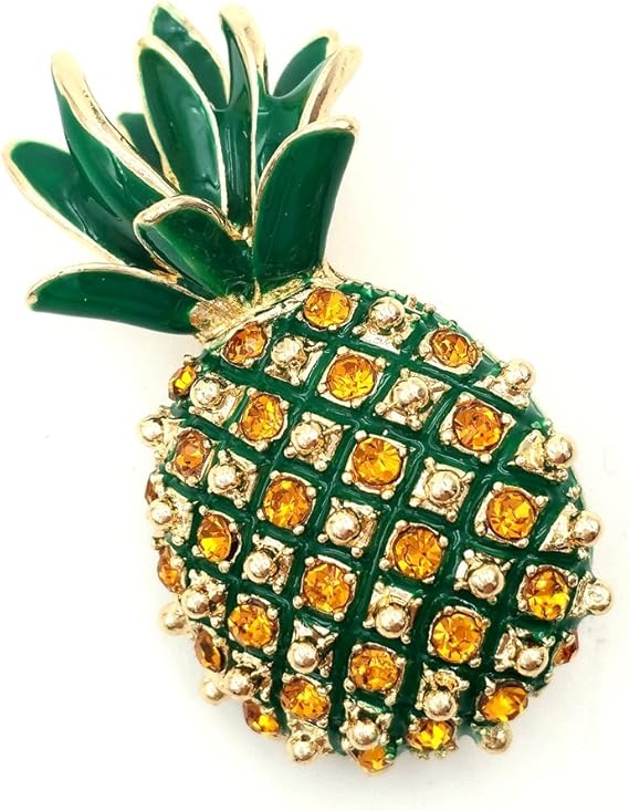 Amazon Dreamlandsales プリティファッション フルーツジュエリー グリーンイエロー パイナップルブローチピン ブローチ 通販