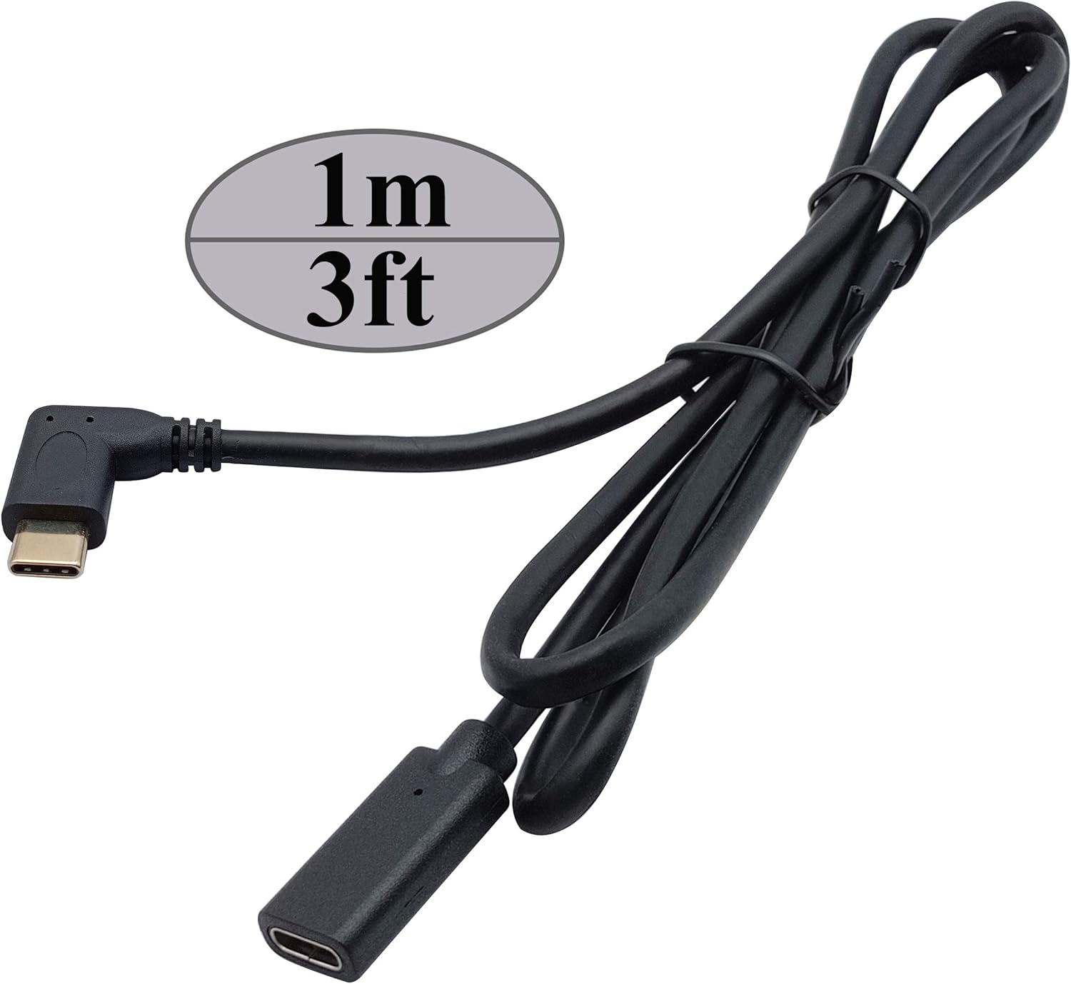 AAOTOKK 3.1 Type c Extension Cable 90 Degree USB 3.1 Type C Female to Male Gen 2 (10Gbps) Connector Extension Cable - Image 3