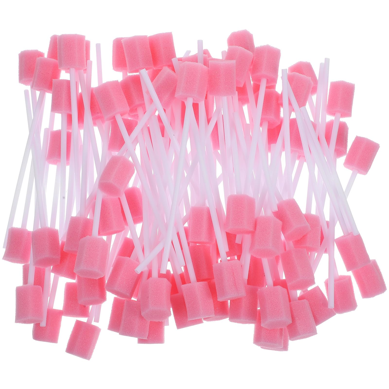 100pcs Sponge Swab Disposable Oral Care Tooth Cleaning Sponges Mouth Oral (Pink)