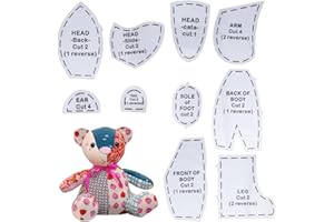 10Pcs Memory Bear Patterns for Sewing, Acrylic Quilting Templates Ruler Set Sewing Memory Bear Pattern for Beginners Pattern