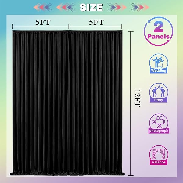TOAOFY BLACK BACKDROP CURTAINS BLACK CURTAINS FOR BACKDROPS CURTAIN BACKDROPS HOME DECORATION PHOTOGRAPHY VIDEO STUDIO PROPS 10X12FT TAYHQ002