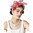 SWEETV Fascinators Headband with Feather, Women's Tea Party Hat for Kentucky Derby, Cocktail, Wedding, Fancy Dress Party