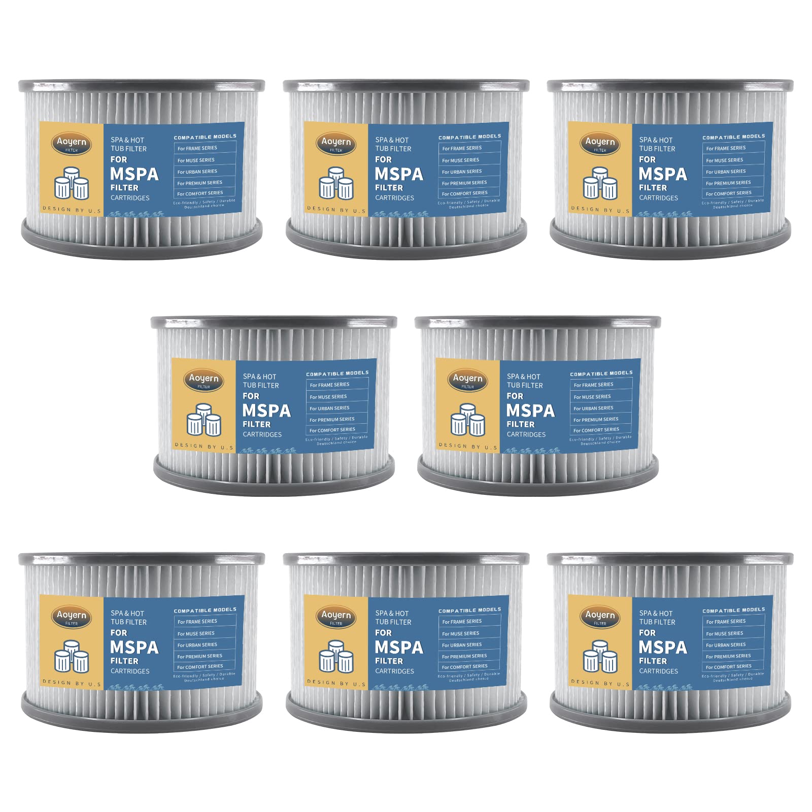 Replacement Filter for Whirlpool Filter, for MSpa Whirlpool Filter Model from 2020, for Mspa Whirlpool Accessories Pool Filter, Compatible with Mspa Filter (Pack of 8)