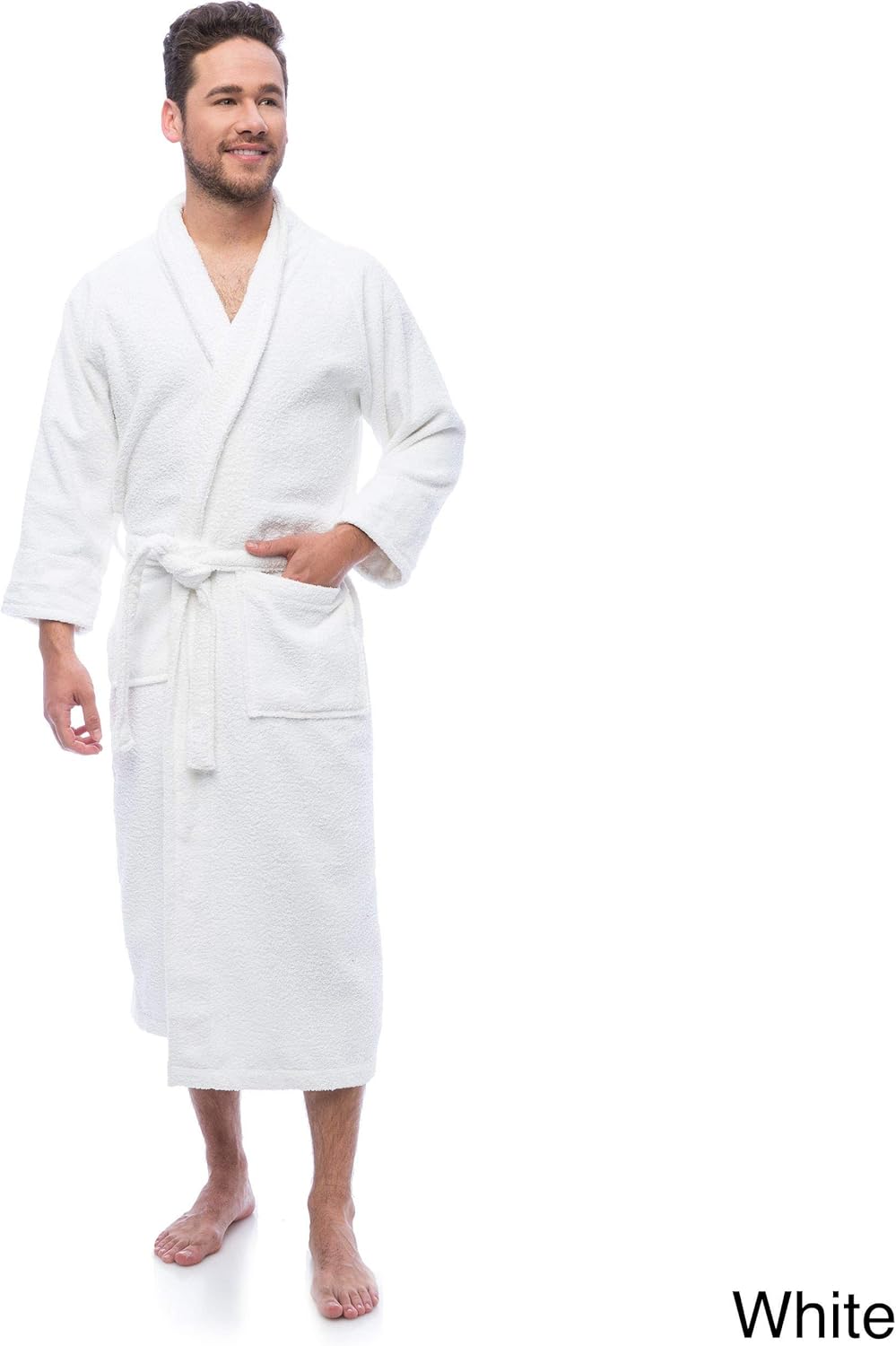 Single Piece Luxurious Egyptian Cotton Unisex Medium White Bath Robe at