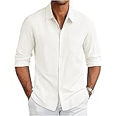 COOFANDY Men's Long Sleeve Buttons Down Shirts Casual Button Up Shirts Beach Linen Shirt Untucked Dress Shirt