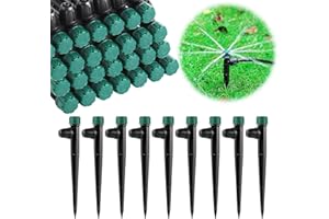 NFAMRZCAR Anti-Drop Drip Irrigation Emitters for 1/4" Drip Tubing,5.5" Stake with Adjustable Automatic Irrigation Drippers for (4-7mm) Garden Watering System. (50pcs-360 Degree Drip)