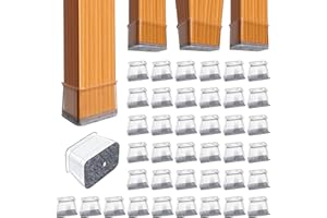 BUMACO Chair Leg Floor Protectors Rectangle Chair Leg Protectors for Hardwood Floors Silicone Pads Covers to Protect Floors(Clear-40 Pcs, Rectangle M Fit (W:3/4" ~ 1",L:1-1/8"~1-1/2")
