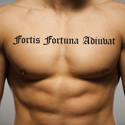Amazon Com Fortis Fortuna Adiuvat Juego De 2 Pegatinas De Tatuaje Temporales Www Ohmytat Com Beauty