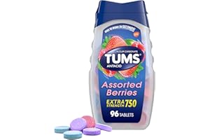 TUMS Extra Strength Assorted Berries Antacid Tablets for Heartburn Relief, 96 count