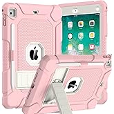 BMOUO Case for iPad 6th 5th Generation (iPad 9.7 inch, 2018/2017), Shockproof Protective iPad 9.7 Case with Built-in Stand/Pencil Holder for iPad 6th/5th Gen, Air 2, Pink