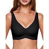 Lehoba Deep V Bras for Women, Wireless Push Up Plunge Bra Seamless Supportive No Underwire T-Shirts Bralettes