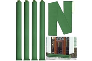 Threan 4 Pcs Long Canvas Sandbags for Flooding Sand Tube Bags Flood Protection Thickened Reusable Rain Wind Flood Barrier with Elastic Band Water Barrier Tube for Door Rain Control, Green (6 ft)