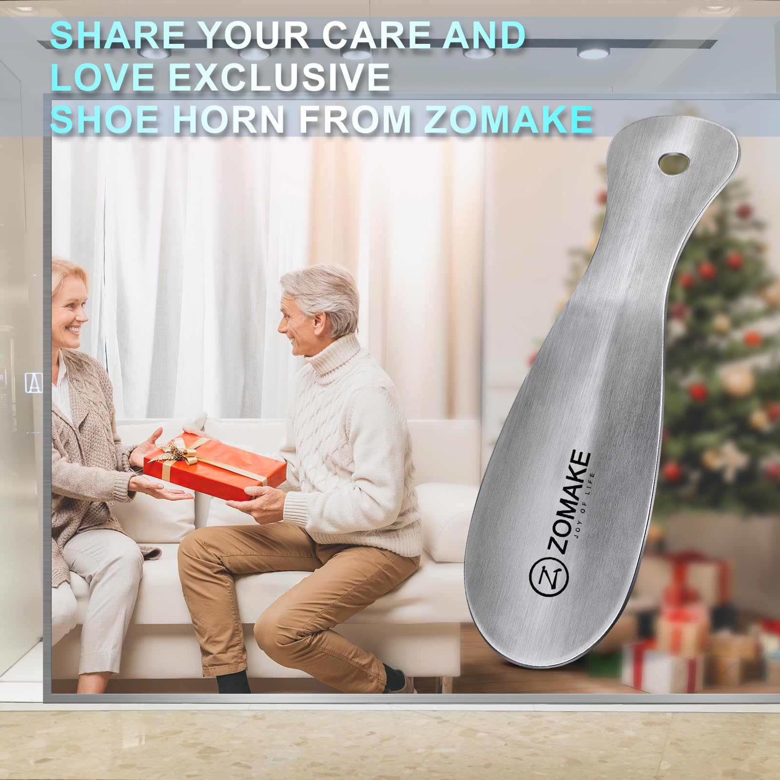 ZOMAKE Metal Shoe Horn, Small Travel Shoehorn for Men Women Kids,7.5'' Portable Stainless Steel Shoe Spoon Helper