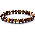 Jovivi Crystal Bracelets for Women Men - 8mm Handmade Natural Semi Precious Gemstone Beaded Bracelets, Round Stone Beads Stretch Bracelet, Healing Yoga Bracelets Jewelry Gifts