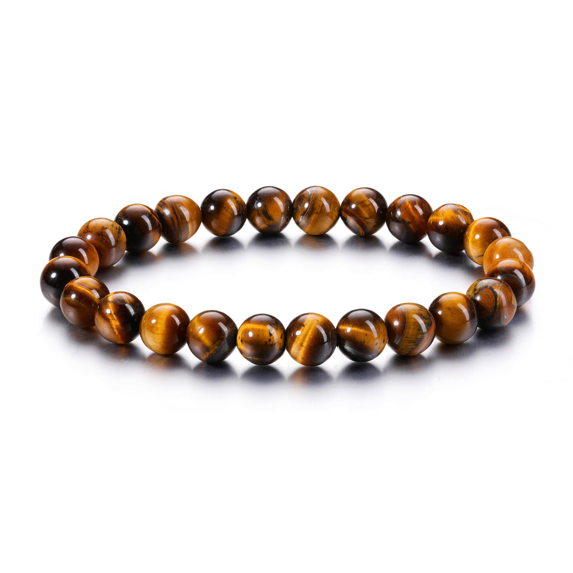 CrystalTears Tiger Eye Crystal Bracelet for Men Women, 6mm Healing Gemstone Beaded Bracelets, Stretch Anxiety Bracelet Jewellery Gifts for Men Women Mum Her Birthday